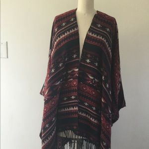 Adam Levine Pancho Wrap Cape Southwestern Print
